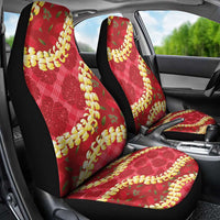 Red Palaka Hawaii Mele Kalikimaka Car Seat Cover Ohia Lehua Monstera Puakenikeni Lei LT14 - Polynesian Pride