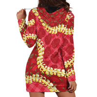 Red Palaka Hawaii Mele Kalikimaka Hoodie Dress Ohia Lehua Monstera Puakenikeni Lei LT14 - Polynesian Pride