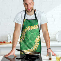 Green Palaka Hawaii Mele Kalikimaka Apron Ohia Lehua Monstera Puakenikeni Lei - Polynesian Pride