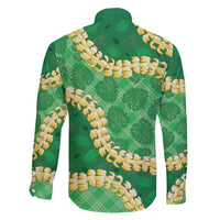Green Palaka Hawaii Mele Kalikimaka Family Matching Summer Maxi Dress and Hawaiian Shirt Ohia Lehua Monstera Puakenikeni Lei LT14 - Polynesian Pride