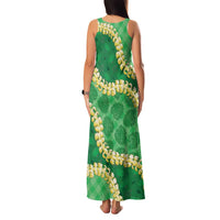 Green Palaka Hawaii Mele Kalikimaka Family Matching Tank Maxi Dress and Hawaiian Shirt Ohia Lehua Monstera Puakenikeni Lei LT14 - Polynesian Pride