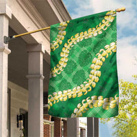 Green Palaka Hawaii Mele Kalikimaka Garden Flag Ohia Lehua Monstera Puakenikeni Lei LT14 House Flag Green - Polynesian Pride