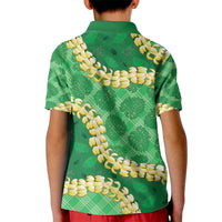 Green Palaka Hawaii Mele Kalikimaka Kid Polo Shirt Ohia Lehua Monstera Puakenikeni Lei LT14 - Polynesian Pride