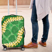 Green Palaka Hawaii Mele Kalikimaka Luggage Cover Ohia Lehua Monstera Puakenikeni Lei LT14 Green - Polynesian Pride