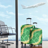 Green Palaka Hawaii Mele Kalikimaka Luggage Cover Ohia Lehua Monstera Puakenikeni Lei LT14 - Polynesian Pride