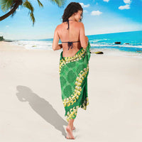 Green Palaka Hawaii Mele Kalikimaka Sarong Ohia Lehua Monstera Puakenikeni Lei - Polynesian Pride
