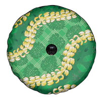 Green Palaka Hawaii Mele Kalikimaka Spare Tire Cover Ohia Lehua Monstera Puakenikeni Lei LT14 - Polynesian Pride