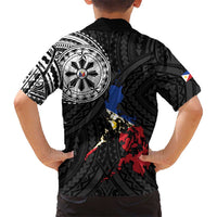 Philippines Strong Family Matching Off The Shoulder Long Sleeve Dress and Hawaiian Shirt Filipino Map Polynesian Tattoo LT14 - Polynesian Pride