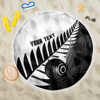 New Zealand Lawn Bowls Custom Beach Blanket Aotearoa Silver Fern - Polynesian Pride