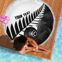 New Zealand Lawn Bowls Custom Beach Blanket Aotearoa Silver Fern - Polynesian Pride