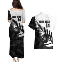 New Zealand Lawn Bowls Custom Couples Matching Puletasi and Hawaiian Shirt Aotearoa Silver Fern - Polynesian Pride