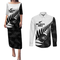 New Zealand Lawn Bowls Custom Couples Matching Puletasi and Long Sleeve Button Shirt Aotearoa Silver Fern - Polynesian Pride