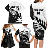 New Zealand Lawn Bowls Custom Family Matching Long Sleeve Bodycon Dress and Hawaiian Shirt Aotearoa Silver Fern LT14 - Polynesian Pride