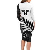 New Zealand Lawn Bowls Custom Family Matching Long Sleeve Bodycon Dress and Hawaiian Shirt Aotearoa Silver Fern LT14 - Polynesian Pride