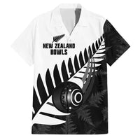 New Zealand Lawn Bowls Custom Family Matching Off The Shoulder Long Sleeve Dress and Hawaiian Shirt Aotearoa Silver Fern LT14 Dad's Shirt - Short Sleeve Black - Polynesian Pride