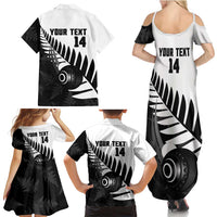 New Zealand Lawn Bowls Custom Family Matching Summer Maxi Dress and Hawaiian Shirt Aotearoa Silver Fern LT14 - Polynesian Pride