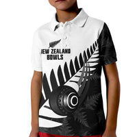 New Zealand Lawn Bowls Custom Kid Polo Shirt Aotearoa Silver Fern - Polynesian Pride