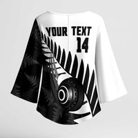 New Zealand Lawn Bowls Custom Kimono Sleeve Blouse Aotearoa Silver Fern - Polynesian Pride