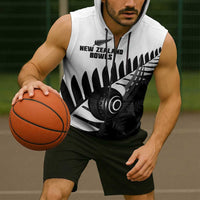New Zealand Lawn Bowls Custom Sleeveless Zip Hoodie Aotearoa Silver Fern - Polynesian Pride