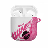 New Zealand Lawn Bowls Breast Cancer Custom AirPods Case Aotearoa Maori Silver Fern Pink Ribbon - Polynesian Pride