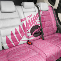 New Zealand Lawn Bowls Breast Cancer Custom Back Car Seat Cover Aotearoa Maori Silver Fern Pink Ribbon - Polynesian Pride