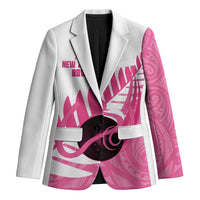 New Zealand Lawn Bowls Breast Cancer Custom Blazer Aotearoa Maori Silver Fern Pink Ribbon - Polynesian Pride
