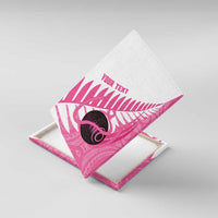 New Zealand Lawn Bowls Breast Cancer Custom Canvas Wall Art Aotearoa Maori Silver Fern Pink Ribbon - Polynesian Pride