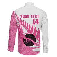 New Zealand Lawn Bowls Breast Cancer Custom Family Matching Off Shoulder Maxi Dress and Hawaiian Shirt Aotearoa Maori Silver Fern Pink Ribbon LT14 - Polynesian Pride
