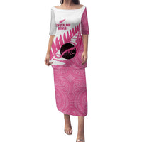 New Zealand Lawn Bowls Breast Cancer Custom Family Matching Puletasi and Hawaiian Shirt Aotearoa Maori Silver Fern Pink Ribbon - Polynesian Pride