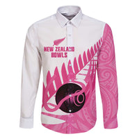 New Zealand Lawn Bowls Breast Cancer Custom Family Matching Short Sleeve Bodycon Dress and Hawaiian Shirt Aotearoa Maori Silver Fern Pink Ribbon - Polynesian Pride