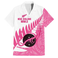 New Zealand Lawn Bowls Breast Cancer Custom Family Matching Summer Maxi Dress and Hawaiian Shirt Aotearoa Maori Silver Fern Pink Ribbon LT14 Dad's Shirt - Short Sleeve Pink - Polynesian Pride
