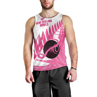 New Zealand Lawn Bowls Breast Cancer Custom Men Tank Top Aotearoa Maori Silver Fern Pink Ribbon - Polynesian Pride