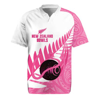 New Zealand Lawn Bowls Breast Cancer Custom Rugby Jersey Aotearoa Maori Silver Fern Pink Ribbon LT14 Pink - Polynesian Pride