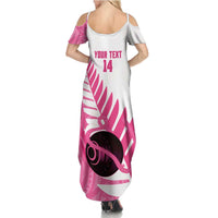 New Zealand Lawn Bowls Breast Cancer Custom Summer Maxi Dress Aotearoa Maori Silver Fern Pink Ribbon LT14 - Polynesian Pride