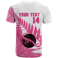 New Zealand Lawn Bowls Breast Cancer Custom T Shirt Aotearoa Maori Silver Fern Pink Ribbon LT14 - Polynesian Pride