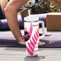 New Zealand Lawn Bowls Breast Cancer Custom Tumbler With Handle Aotearoa Maori Silver Fern Pink Ribbon - Polynesian Pride