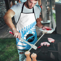 New Zealand Lawn Bowls Prostate Cancer Custom Apron Aotearoa Maori Silver Fern Blue Ribbon - Polynesian Pride