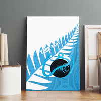 New Zealand Lawn Bowls Prostate Cancer Custom Canvas Wall Art Aotearoa Maori Silver Fern Blue Ribbon - Polynesian Pride