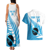 New Zealand Lawn Bowls Prostate Cancer Custom Couples Matching Tank Maxi Dress and Hawaiian Shirt Aotearoa Maori Silver Fern Blue Ribbon LT14 - Polynesian Pride