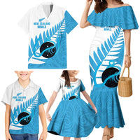 New Zealand Lawn Bowls Prostate Cancer Custom Family Matching Mermaid Dress and Hawaiian Shirt Aotearoa Maori Silver Fern Blue Ribbon LT14 - Polynesian Pride