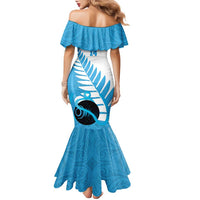 New Zealand Lawn Bowls Prostate Cancer Custom Family Matching Mermaid Dress and Hawaiian Shirt Aotearoa Maori Silver Fern Blue Ribbon LT14 - Polynesian Pride