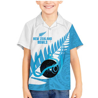 New Zealand Lawn Bowls Prostate Cancer Custom Family Matching Mermaid Dress and Hawaiian Shirt Aotearoa Maori Silver Fern Blue Ribbon - Polynesian Pride