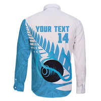 New Zealand Lawn Bowls Prostate Cancer Custom Family Matching Off The Shoulder Long Sleeve Dress and Hawaiian Shirt Aotearoa Maori Silver Fern Blue Ribbon LT14 - Polynesian Pride