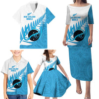 New Zealand Lawn Bowls Prostate Cancer Custom Family Matching Puletasi and Hawaiian Shirt Aotearoa Maori Silver Fern Blue Ribbon LT14 - Polynesian Pride