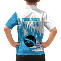 New Zealand Lawn Bowls Prostate Cancer Custom Family Matching Short Sleeve Bodycon Dress and Hawaiian Shirt Aotearoa Maori Silver Fern Blue Ribbon LT14 - Polynesian Pride