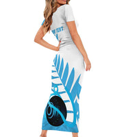 New Zealand Lawn Bowls Prostate Cancer Custom Family Matching Short Sleeve Bodycon Dress and Hawaiian Shirt Aotearoa Maori Silver Fern Blue Ribbon LT14 - Polynesian Pride