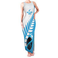 New Zealand Lawn Bowls Prostate Cancer Custom Family Matching Tank Maxi Dress and Hawaiian Shirt Aotearoa Maori Silver Fern Blue Ribbon LT14 Mom's Dress Blue - Polynesian Pride
