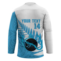 New Zealand Lawn Bowls Prostate Cancer Custom Hockey Jersey Aotearoa Maori Silver Fern Blue Ribbon LT14 - Polynesian Pride