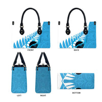 New Zealand Lawn Bowls Prostate Cancer Custom Leather Bag Aotearoa Maori Silver Fern Blue Ribbon - Polynesian Pride
