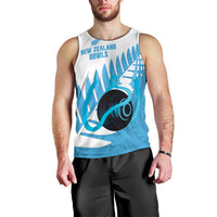 New Zealand Lawn Bowls Prostate Cancer Custom Men Tank Top Aotearoa Maori Silver Fern Blue Ribbon - Polynesian Pride